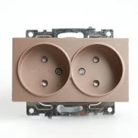 Розетка 2-местная с защитной шторкой (механизм) б/з, 250В, 10А, серия Катрин, шампань Stekker STEKKER GLS10-7113-02 39597