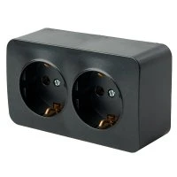 Розетка двухместная с/з 250В 10А серия София черный STEKKER MST16-12-02 49316