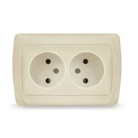 Маргарита розетка двухместная  б/з, с/у, 16А, 220В, сл.кость (ivory) (еврослот) UNIVersal М0102-I