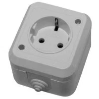 Розетка с/з IP 44 серый Makel 18108