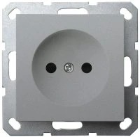 Розетка без заземления с защитными шторками 16A 250V~ 2P, цвет Алюминий Jasmart G5503S