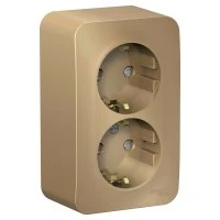 BLANCA Розетка наружная двойная с заземлением со шторками, 16А, 250В, титан Systeme Electric BLNRA011204