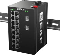 Коммутатор промышленный неуправляемый U-2GX/SFP-16GT, 2 порта 1000Base-X SFP, 16 портов 10/100/1000Base-T(X) RJ45, монтаж на динрейку TSX EKF TSX-U-2GX/SFP-16GT