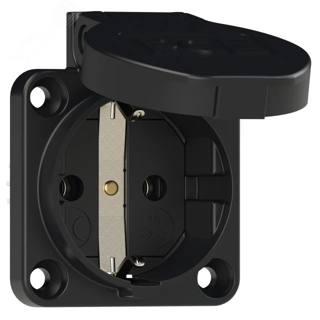 Розетка встраиваемая 16A/250V/1P+N+E/IP54 черная PCE 105-0s 00-00002581 Розетка встраиваемая 16A/250V/1P+N+E/IP54 черная PCE 105-0s 00-00002581