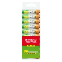 Аккумулятор перезаряжаемый GP 270AAHC АА емкости 2650 10 шт. в пластиковом боксе 18333