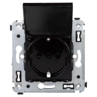 Avanti Розетка с крышкой в стену, 2P+E, ''Черный квадрат'' DKC 4402013