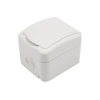 Розетка одноместная Mini OG IP54, с заземлением, о/у, белая Kranz KR-78-0604