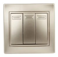 Выключатель Intro Plano 1-106-04 тройной, 10А-250В, IP20, СУ, шампань Б0053793