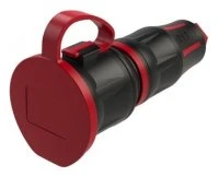 Розетка каб 16A/250V/2P+E/IP54 с крышкой, корпус черный, крышка и маркер красный PCE 25711-sr 00-00028130