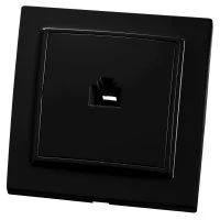 Розетка компьютерная одноместная RJ-45, серия Эрна, черный, Stekker STEKKER PST00-9007-03 39475