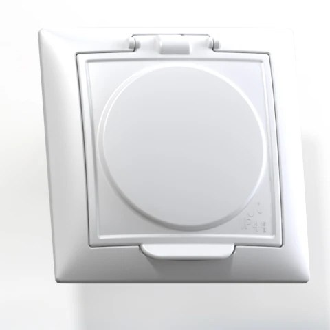 СЕЛЕНА Розетка скрытой установки одноместная с заземляющим контактом, защитной шторкой, крышкой, брызгозащищенная(IP44) РС16-426, белый Кунцево-Электро 8117