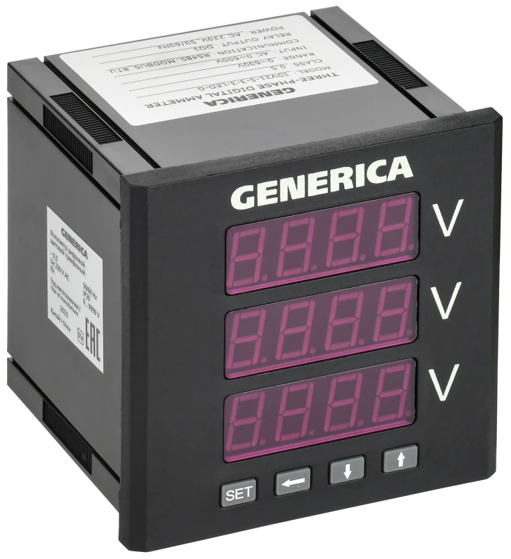 Вольтметр цифровой щитовой трехфазный DO RS-485 96х96мм LED GENERICA IEK IDV21-5-3-3-LED-G Вольтметр цифровой щитовой трехфазный DO RS-485 96х96мм LED GENERICA IEK IDV21-5-3-3-LED-G