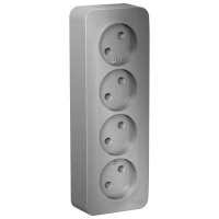 Розетка BLANCA наружная четырехпостовая, без заземления, без шторок, с изолирующей пластиной, 16А, 250В, алюминий Systeme Electric BLNRA000413