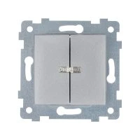 Мария Механизм выключателя двухклавишного скрытой установки со светоиндикацией С510-440  Алюминий Кунцево-Электро 110055