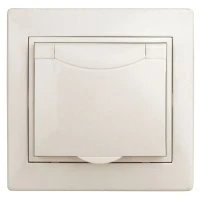 Розетка однофазная скрытого монтажа, в рамку с заземлением без шторок слоновая кость с крышкой 16А 250В IP20 1-203-02 Intro Plano Б0053890