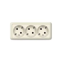 Розетка трехместная   Олимп с/з, наружная, 16А, 220В, бежевая (еврослот) UNIVersal 1167