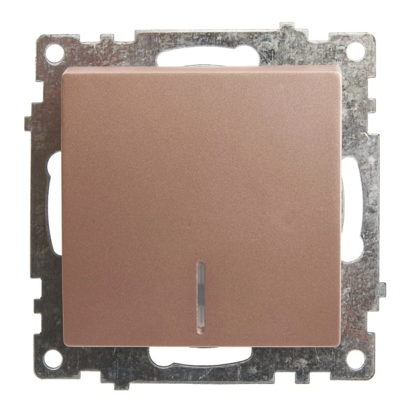 Выключатель 1-клавишный c индикатором, шампань STEKKER GLS10-7101-02 39591