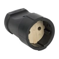 Штепсельное гнездо без заземления черное ПВХ 10A 250B EKF ASGO10-30