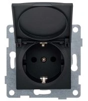Розетка однопостовая Ugra с/з с з/ш и крышкой, механизм, 16А, 250В, графит GUSI ELECTRIC С11Р91-010
