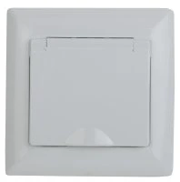Розетка 2P+E Schuko с крышкой штор., 16А-250В, СУ, IP44, Solo, белый 4-209-01 Intro Б0043361