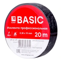 Изолента класс А (профессиональная) 0.18х19мм 20м черная Simple EKF plc-iz-a-b