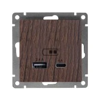 Розетка USB Афина A+С 2.4/4А, механизм  с/у, венге (еврослот) UNIVersal А0059-V