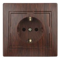 Розетка однофазная скрытого монтажа, в рамку с заземлением без шторок венге 16А 250В IP20 1-202-10 Intro Plano Б0053885