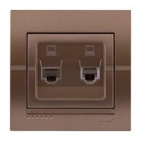 DERIY Розетка компьютерная двойная светло-коричневая металлик Lezard 702-3131-141