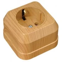 Розетка наружная с заземлением (квадрат) дуб Makel 45308