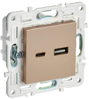 SKANDY Розетка USB A+C 3,1А SK-R14Sa песочный IEK SK-U22-D31-K98
