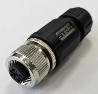 Разъем М12, 5B, гнездовой, пайка, пластиковый, прямой, резьба PG7, кабельная часть СТЭЗ 185200159