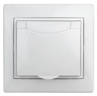 Розетка Intro Plano 1-209-01 с заземлением 2P+E   Schuko с крышкой штор., 16А-250В, IP20, скрытой   установки, IP44, белый Б0048033