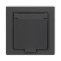 Розетка одноместная с крышкой UNIVersal серия Афина с/з, с/у, 16А, 220В, графит (еврослот), механизм A0029-Gr