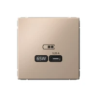 ARTGALLERY USB розетка тип-С 65Вт высокоскор.заряд. QC, PD, механизм, песочный Systeme Electric GAL001227