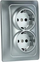 Розетка Bravo 2-ой с/з с з/ш, механизм, 16А, 250В, серебро GUSI ELECTRIC С10Р6-004