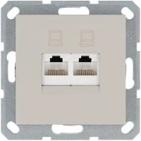 Интернет-розетка RJ45 двойная с накладкой, цвет Тауп Jasmart G6106T Интернет-розетка RJ45 двойная с накладкой, цвет Тауп Jasmart G6106T