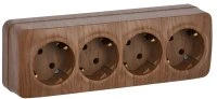 GLORY Розетка четырехместная наружная с заземлением дуб IEK ERH41-K24-16