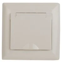 Розетка однофазная скрытого монтажа, в рамку с заземлением без шторок слоновая кость с крышкой 16А 250В IP20 4-203-02 Intro Solo Б0053658