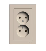 ATLASDESIGN РОЗЕТКА двойная без заземления,16А, в сборе, ПЕСОЧНЫЙ Systeme Electric ATN001220