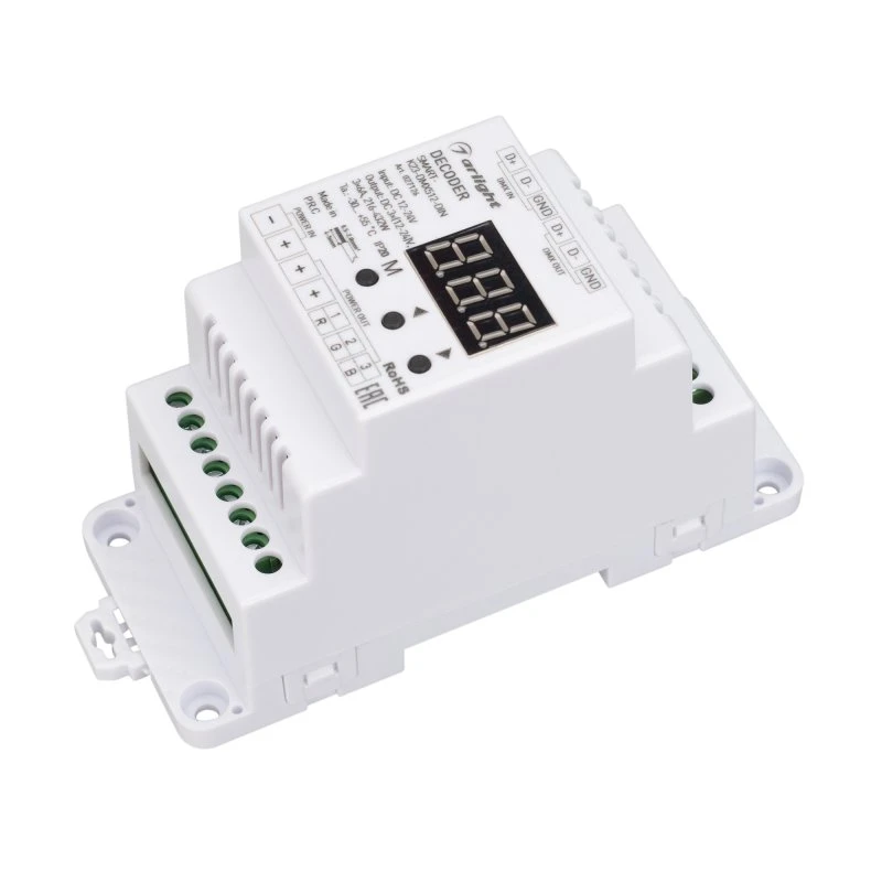 Декодер SMART-K23-DMX512-DIN (12-24V, 3x6A) (ARL, IP20 Пластик, 5 лет) Arlight 027126 Декодер SMART-K23-DMX512-DIN (12-24V, 3x6A) (ARL, IP20 Пластик, 5 лет) Arlight 027126