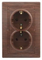 Розетка однофазная двойная скрытого монтажа, в рамку с заземлением без шторок венге 16А 250В IP20 1-205-10 Intro Plano Б0053921