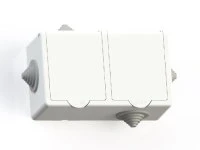 IP44 Розетка брызгозащищенная открытой установки с заземляющим контактом двухместная(16А) РА16-759, белая Кунцево-Электро 5907