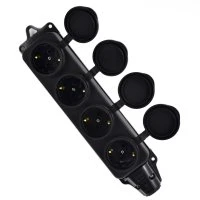 Розетка наруж.уст. 4м 16А 220-240В 2Р+РЕ с заглуш.каучук Lezard 106-0400-0107/107