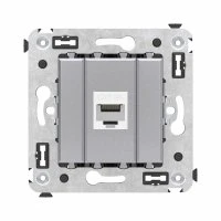 Avanti Компьютерная розетка RJ-45 без шторки в стену, кат.6А одинарная,  Закаленная сталь DKC 4404673