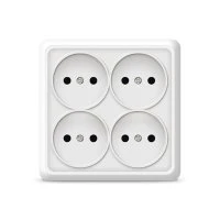 Розетка четырехместная квадратная   Олимп б/з, наружная, 16А, 220В, белая (еврослот) UNIVersal 1164