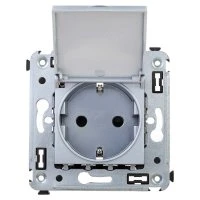 Avanti Розетка с крышкой в стену 2P+E с з/ш  Закаленная сталь DKC 4404013