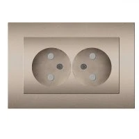 Розетка двухместная UNIVersal серия Афина б/з, с/у, з/ш, 16А, 220В, шампань (еврослот), механизм A0048-Br