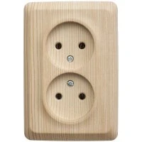 ЭТЮД Розетка угловая двойная открытой установки без заземления без шт. 16А 250B,сосна Systeme Electric PA16-105D