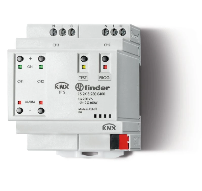 Диммер электронный KNX, 400Вт, 2 канала, питание 230В АC FINDER 15.2K.8.230.0400 152K82300400 Диммер электронный KNX, 400Вт, 2 канала, питание 230В АC FINDER 15.2K.8.230.0400 152K82300400