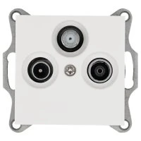 Розетка TV+FM+SAT9.5 мм проходная с накладкой, цвет белый глянцевый Jasmart G6207W Розетка TV+FM+SAT9.5 мм проходная с накладкой, цвет белый глянцевый Jasmart G6207W
